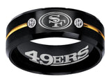San Francisco 49ers Ring | Black & Gold CZ Wedding Ring | Sizes 6-13