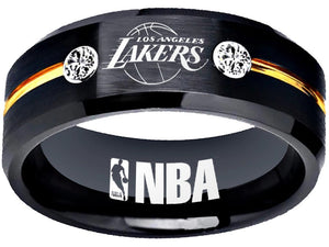Los Angeles Lakers Logo Ring Black Gold CZ Size 6 - 13 #nba #lakers #basketball