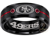 San Francisco 49ers Ring | Black & Red CZ Wedding Ring | Sizes 6-13