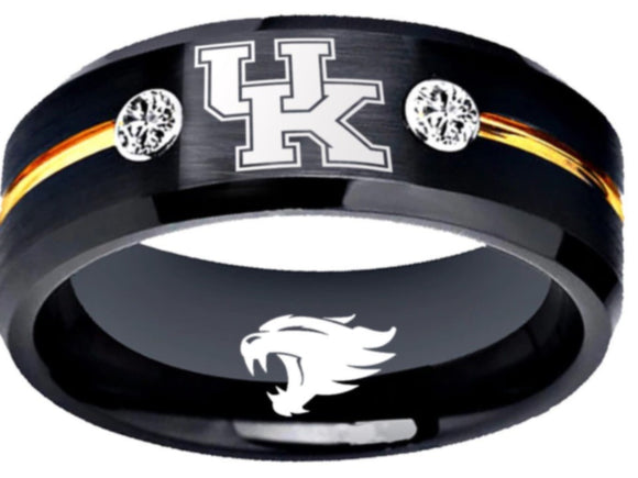 UK Kentucky Wildcats ring black gold cz ring tungsten ring #wildcats