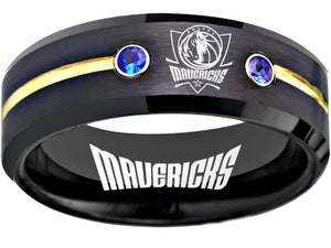 Dallas Mavericks Logo Ring Mavs NBA Black Gold Blue CZ Ring Size 6 - 13 #nba #mavericks #basketball