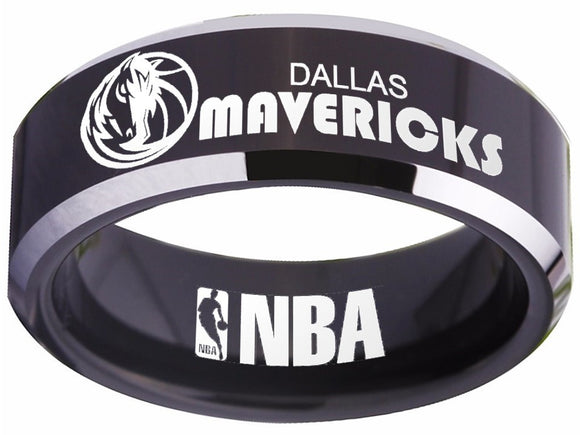 Dallas Mavs Logo Ring Mavericks Black Silver Ring Size 4 - 17 #nba #mavericks #basketball
P