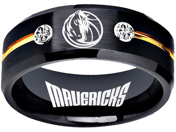 Dallas Mavs Logo Ring Mavericks Black Gold CZ Ring Size 6 - 13 #nba #mavericks #basketball