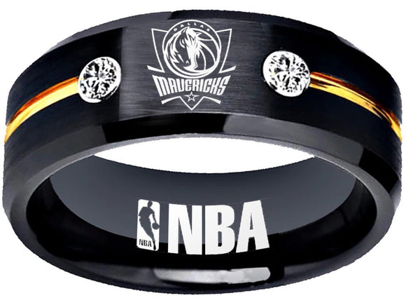 Dallas Mavs Logo Ring Mavericks NBA Black Gold CZ Ring Size 6 - 13 #nba #mavericks #basketball