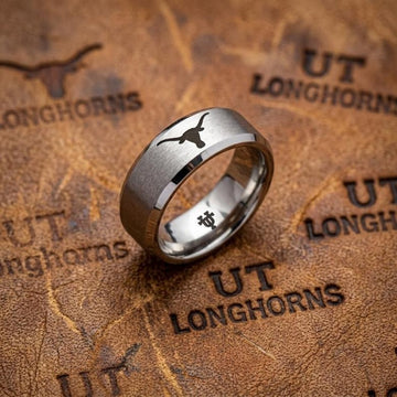 Texas Longhorns Ring | Matte Silver Ring | UT Wedding Band