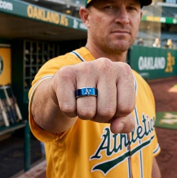 Oakland A's Ring | Blue & Silver | Customizable