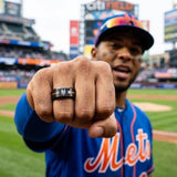 NY Mets Ring | Black & Gold CZ | Customizable