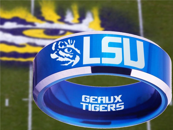 LSU Tigers Ring Blue & Silver Wedding Band | Sizes 4-17 | #lsu #tigers