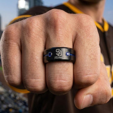 San Diego Padres Ring | Black & Blue CZ | Wedding Band