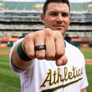 Oakland A's Ring | Black & Blue CZ | Customizable