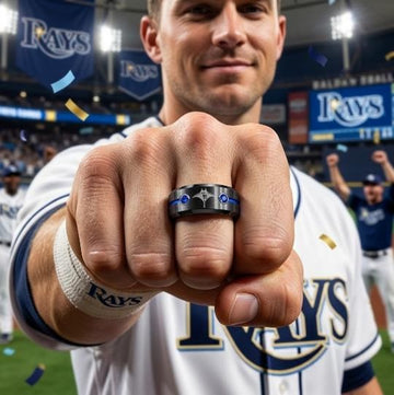 Tampa Bay Rays Ring | Black & Blue CZ | Customizable