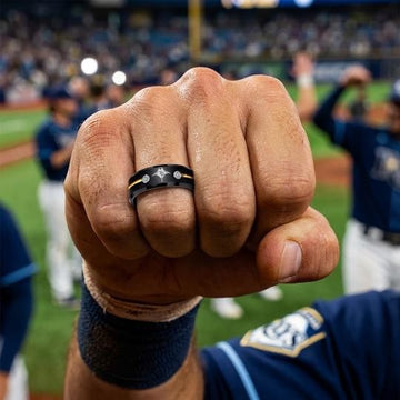 Tampa Bay Rays Ring | Black & Gold CZ | Customizable