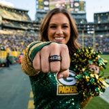 Green Bay Packers Ring | Black and Gold CZ | Customizable