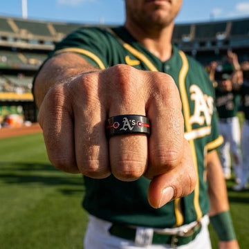 Oakland A's Ring | Black & Red CZ | Customizable
