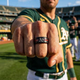 Oakland A's Ring | Black & Red CZ | Customizable