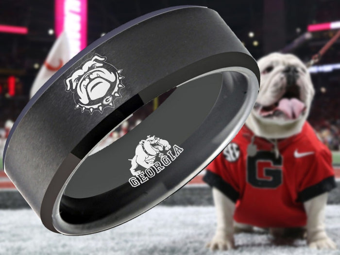 Georgia Bulldogs Ring Matte Black Wedding Band | Sizes 6 - 13 #uga #dawgs #georgia