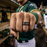 Oakland A's Ring | Black & Gold CZ | Customizable