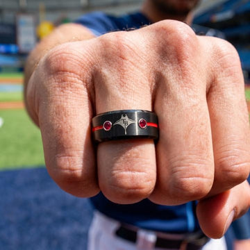 Tampa Bay Rays Ring | Black & Red CZ | Customizable