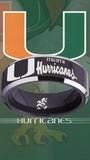 Miami Hurricanes Ring Black & Silver Wedding Band | Sizes 4-17 #U #miami #hurricanes