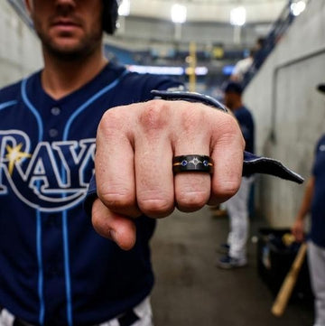 Tampa Bay Rays Ring | Black Gold & Blue CZ | Customizable