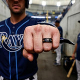 Tampa Bay Rays Ring | Black Gold & Blue CZ | Customizable