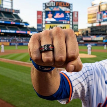 NY Mets Ring | Black & Red CZ | Customizable