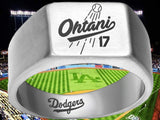 Shohei Ohtani LA Dodgers Silver Titanium Ring - Sizes 8 - 12 #Dodgers