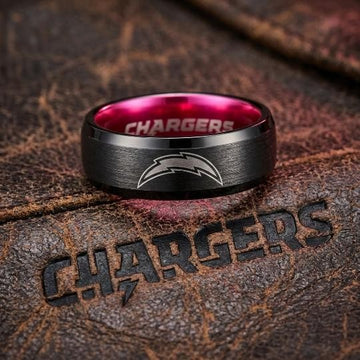 LA Chargers Ring | Black & Pink 6mm Ring | Customizable