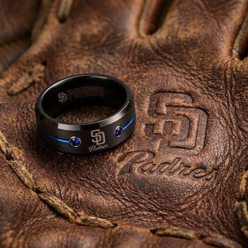 San Diego Padres Ring | Black & Blue CZ | Wedding Band