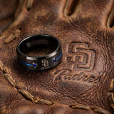 San Diego Padres Ring | Black & Blue CZ | Wedding Band