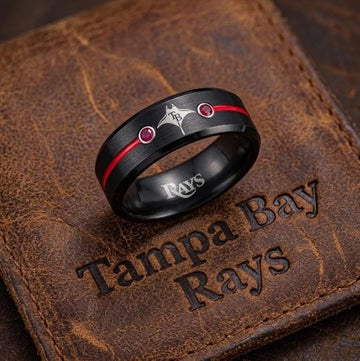 Tampa Bay Rays Ring | Black & Red CZ | Customizable