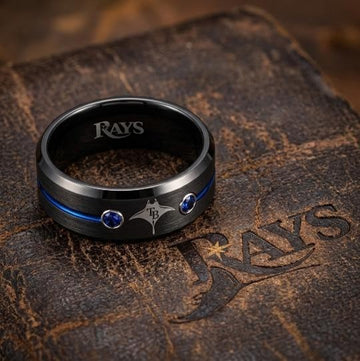 Tampa Bay Rays Ring | Black & Blue CZ | Customizable