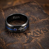 Tampa Bay Rays Ring | Black & Blue CZ | Customizable