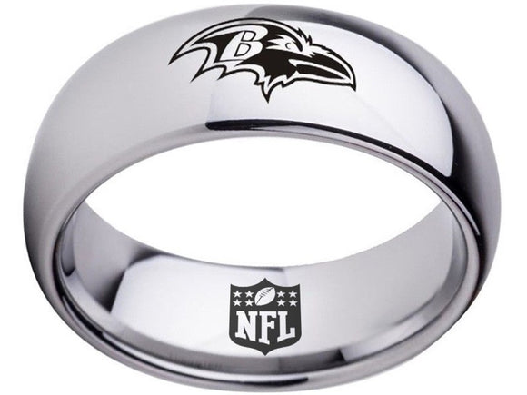 Baltimore Ravens Ring Silver Ring Ravens Logo Ring 8mm Tungsten Ring #ravens