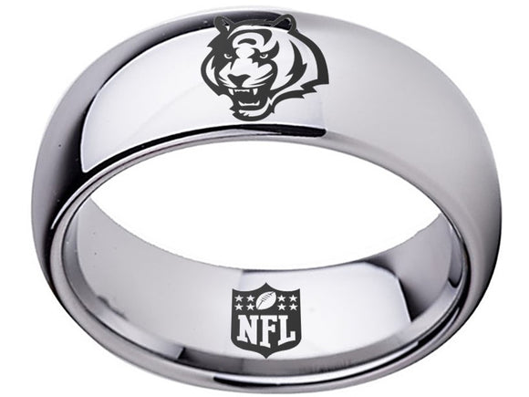 Cincinnati Bengals Ring Silver Ring 8mm Tungsten Wedding Ring #bengals #nfl