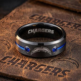 LA Chargers Ring | Black & Blue CZ | Customizable