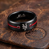 NY Mets Ring | Black & Red CZ | Customizable
