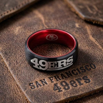 49ers Ring | Black & Red Wedding Ring | Customizable