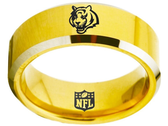 Cincinnati Bengals Ring Gold Ring 8mm Tungsten Wedding Ring #bengals