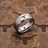 Texas Longhorns Ring | Matte Silver Ring | UT Wedding Band