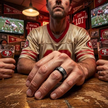 49ers Ring | Black Wedding Ring | Sizes 6-13