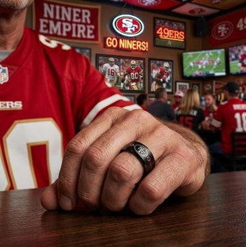San Francisco 49ers Ring | Black & Red CZ | Customizable