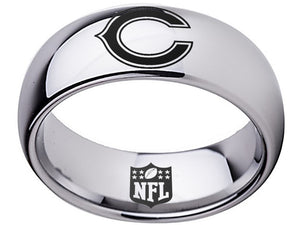 Chicago Bears Ring Silver Ring 8mm Tungsten Wedding Ring Sizes 5 - 16 #chicagobears