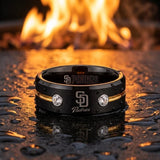 San Diego Padres Ring | Black & Gold CZ | Wedding Band