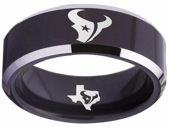 Houston Texans Ring Black Ring 8mm Tungsten Ring #texans