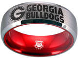 Georgia Bulldogs Ring | Silver & Red Wedding Band | Sizes 6 - 13 | #UGA