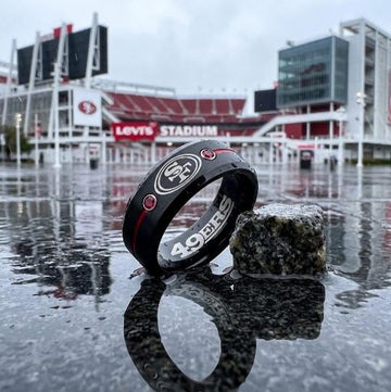San Francisco 49ers Ring | Black & Red CZ | Customizable