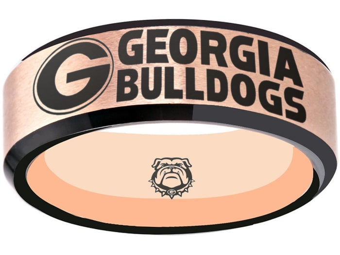 Georgia Bulldogs Ring | Rose Gold & Black Wedding Band | Sizes 6 - 13 | #UGA