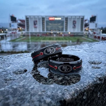 San Francisco 49ers Ring | Black & Red CZ | Customizable