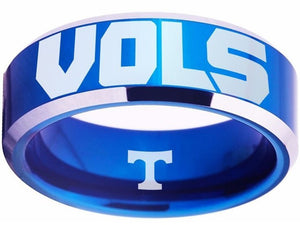 Tennessee Vols Ring Volunteers Logo Ring Blue Silver Wedding Band